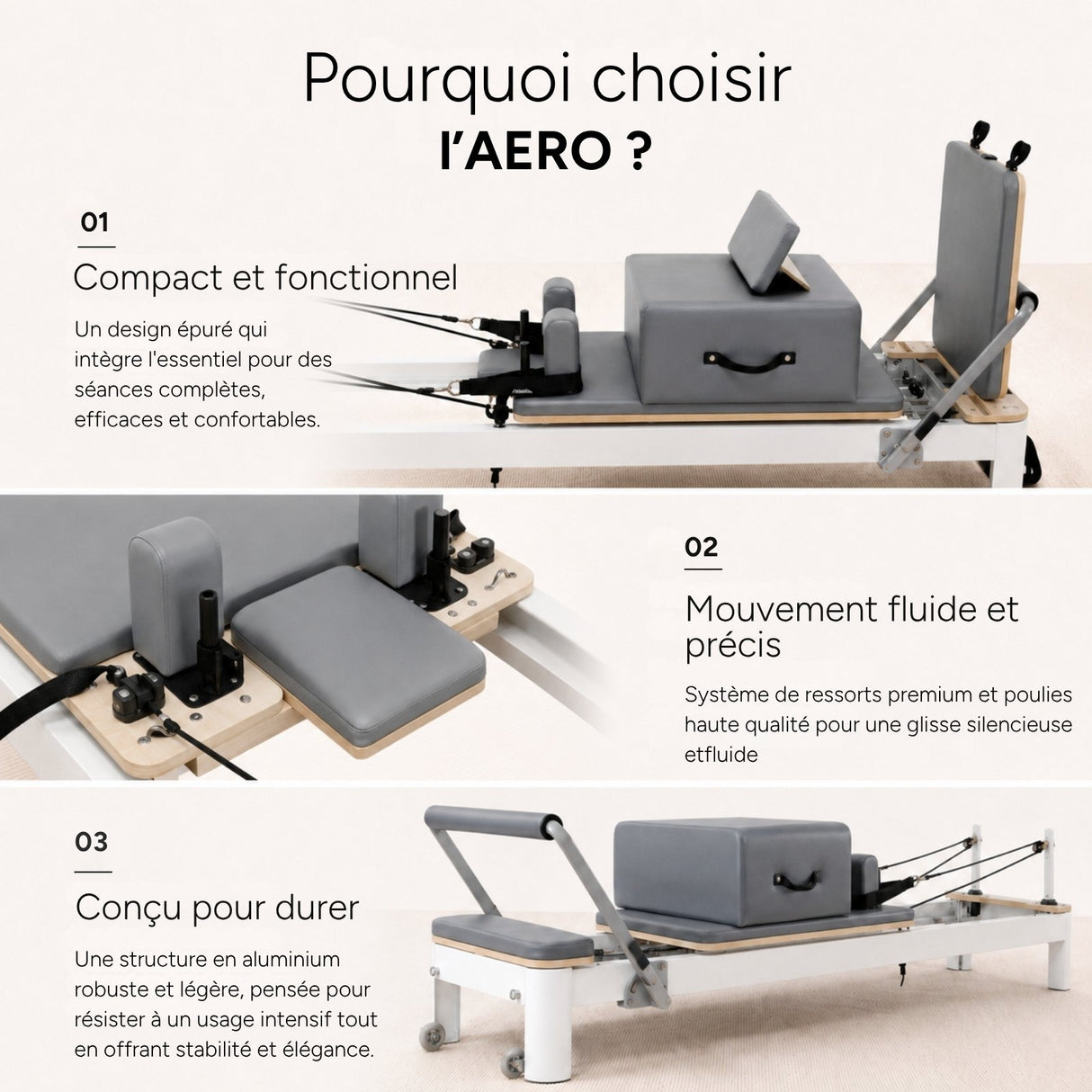 Reformer Pilates AERO™ Gris