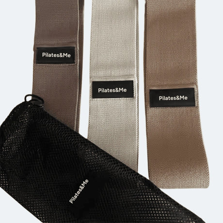 3x Bandes élastiques Pilates beige - Léger, Moyen, Fort
