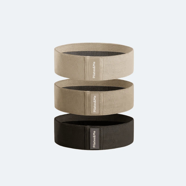 3x Bandes élastiques Pilates beige - Léger, Moyen, Fort