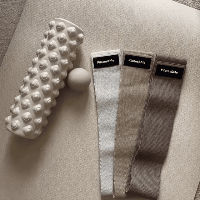 Bandes élastiques Pilates beige - Léger, Moyen, Fort