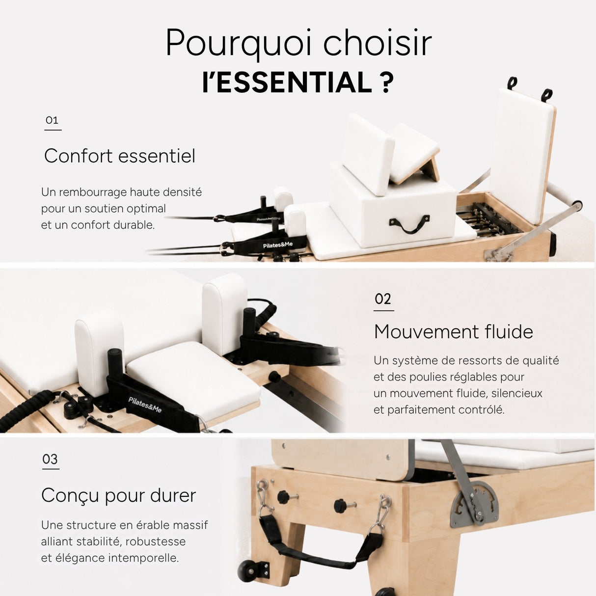 Reformer Pilates ESSENTIAL™ Blanc